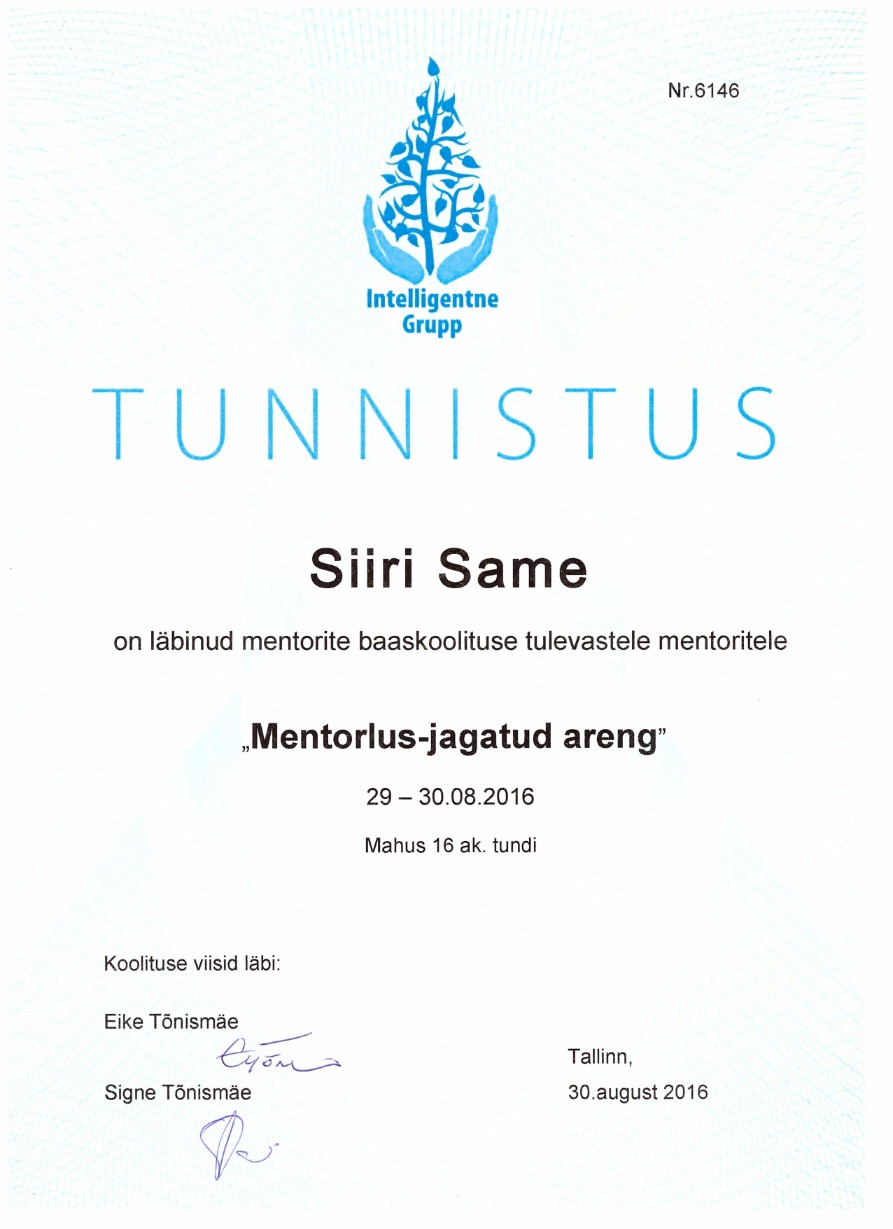 mentor certificate